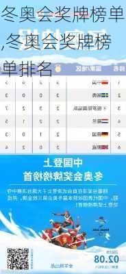 冬奥会奖牌榜单,冬奥会奖牌榜单排名