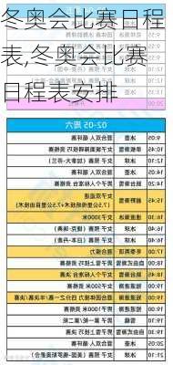 冬奥会比赛日程表,冬奥会比赛日程表安排