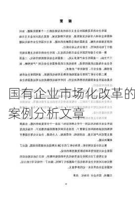 国有企业市场化改革的案例分析文章