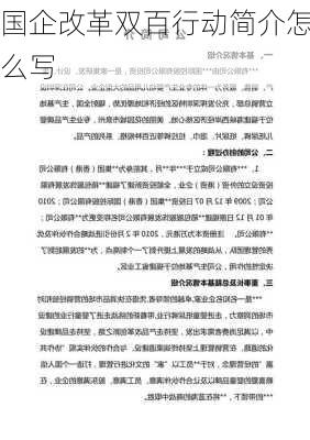 国企改革双百行动简介怎么写