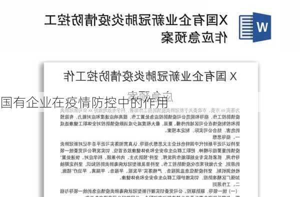 国有企业在疫情防控中的作用