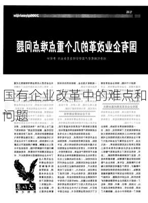 国有企业改革中的难点和问题