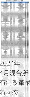 2024年4月混合所有制改革最新动态