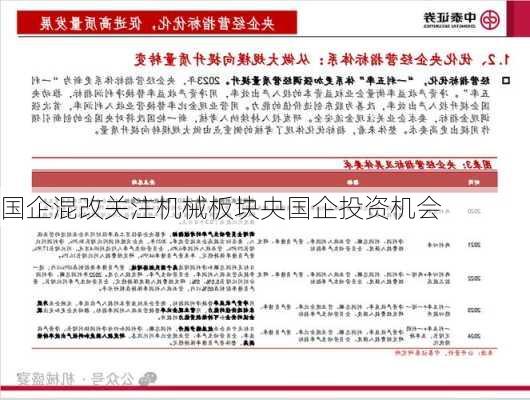 国企混改关注机械板块央国企投资机会