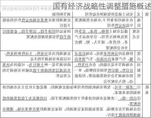 国有经济战略性调整措施概述