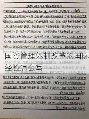 国资管理体制改革的国际经验怎么写