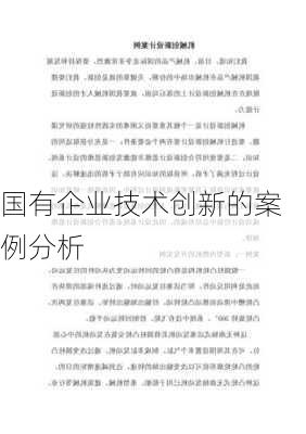 国有企业技术创新的案例分析