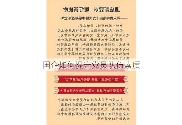 国企如何提升党员队伍素质