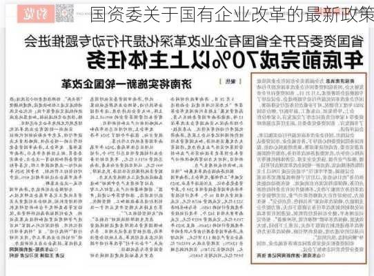 国资委关于国有企业改革的最新政策