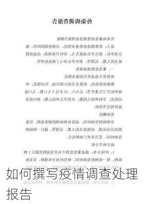 如何撰写疫情调查处理报告