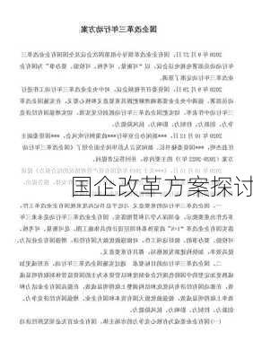 国企改革方案探讨