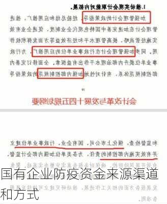 国有企业防疫资金来源渠道和方式