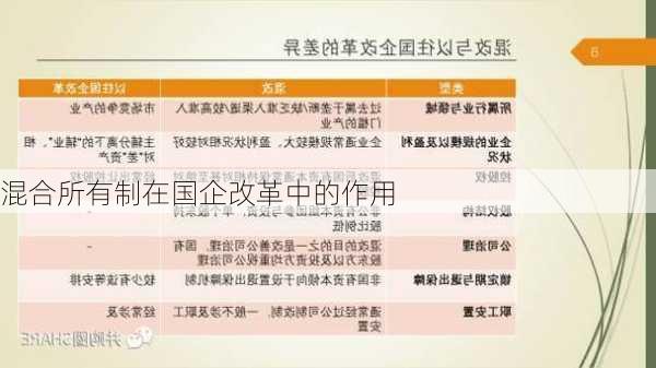混合所有制在国企改革中的作用