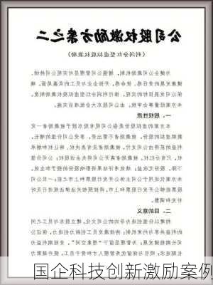 国企科技创新激励案例