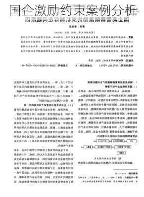 国企激励约束案例分析