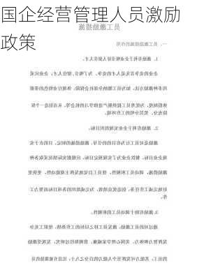 国企经营管理人员激励政策