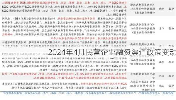 2024年4月民营企业融资渠道政策变动