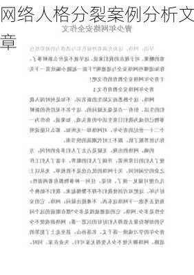 网络人格分裂案例分析文章