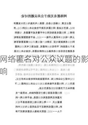 网络匿名对公众议题的影响