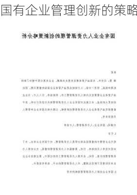 国有企业管理创新的策略