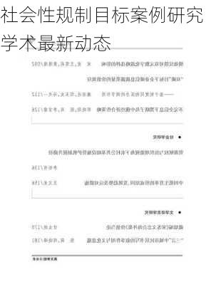 社会性规制目标案例研究学术最新动态
