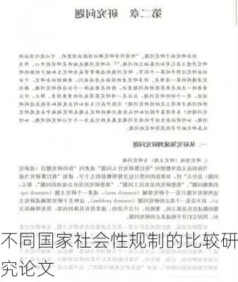 不同国家社会性规制的比较研究论文