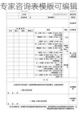 专家咨询表模版可编辑