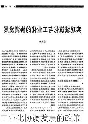 工业化协调发展的政策