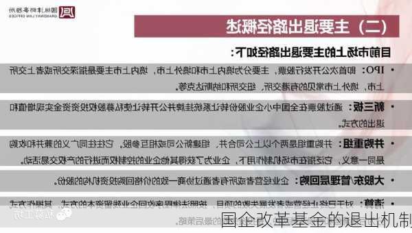 国企改革基金的退出机制