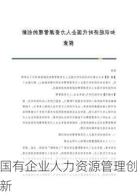 国有企业人力资源管理创新