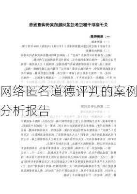 网络匿名道德评判的案例分析报告