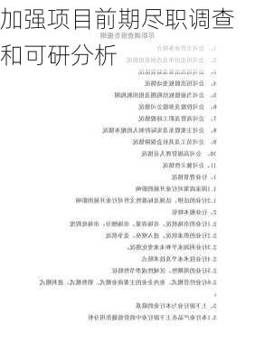 加强项目前期尽职调查和可研分析