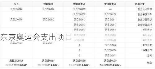 东京奥运会支出项目
