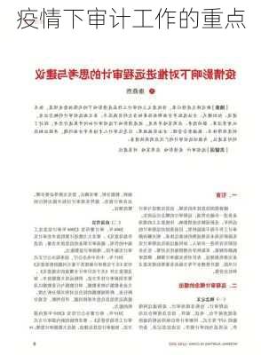 疫情下审计工作的重点