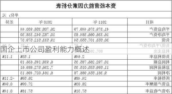 国企上市公司盈利能力概述