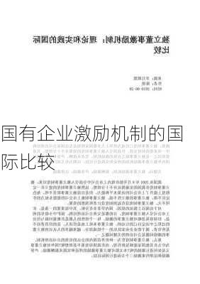 国有企业激励机制的国际比较
