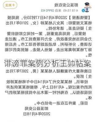 诽谤罪案例分析王帅帖案