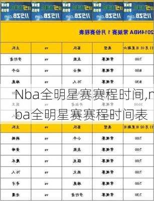 Nba全明星赛赛程时间,nba全明星赛赛程时间表
