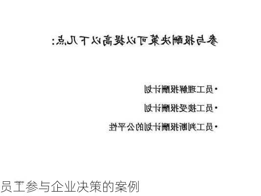 员工参与企业决策的案例