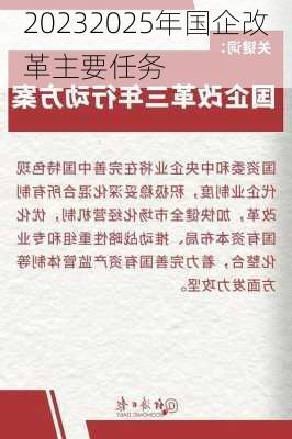 20232025年国企改革主要任务