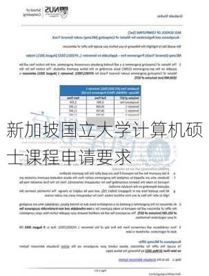 新加坡国立大学计算机硕士课程申请要求