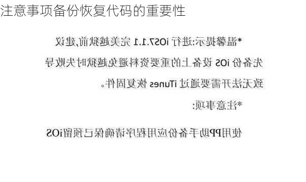 注意事项备份恢复代码的重要性