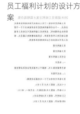 员工福利计划的设计方案