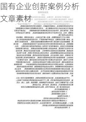 国有企业创新案例分析文章素材