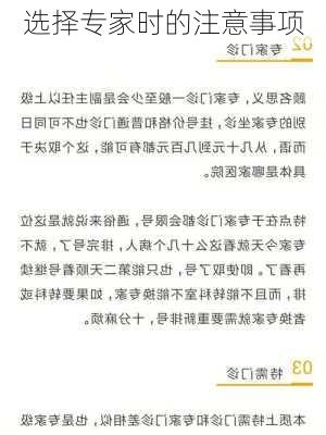 选择专家时的注意事项