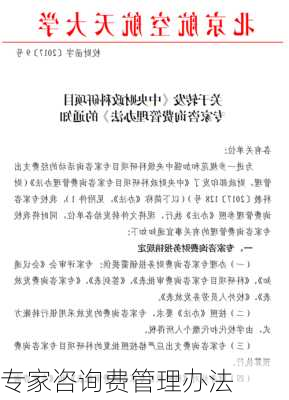 专家咨询费管理办法