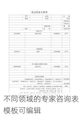 不同领域的专家咨询表模板可编辑