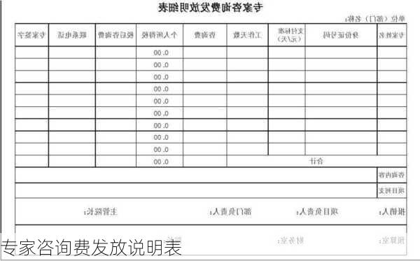 专家咨询费发放说明表