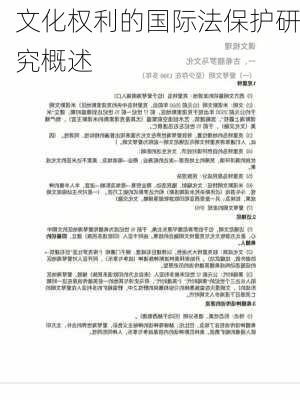 文化权利的国际法保护研究概述