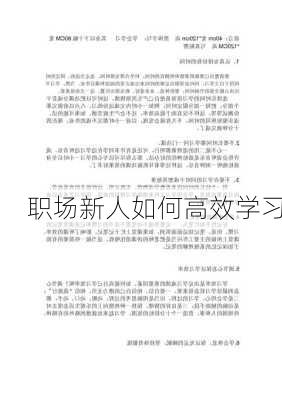 职场新人如何高效学习